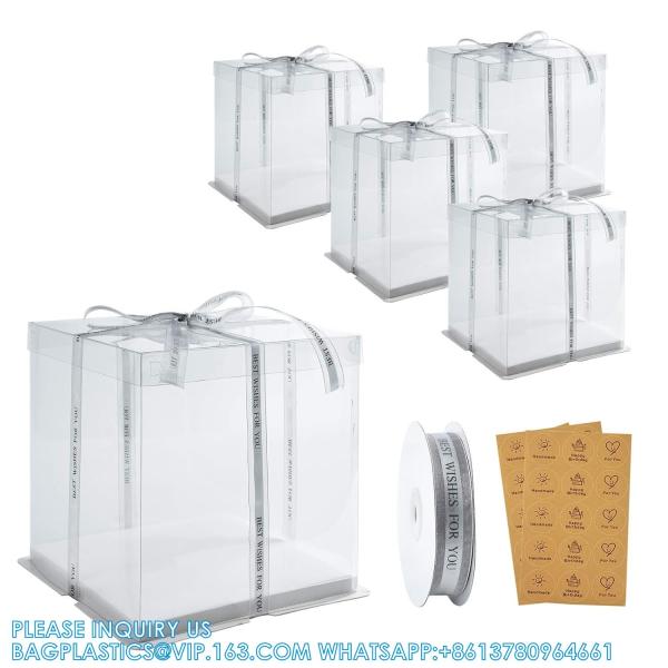 10x10x10Inch Tall Cake Box,5Pack Bakery Boxes For Dessert Bread Pastry,Cake Boxes With Cake Boards,Treat Boxes