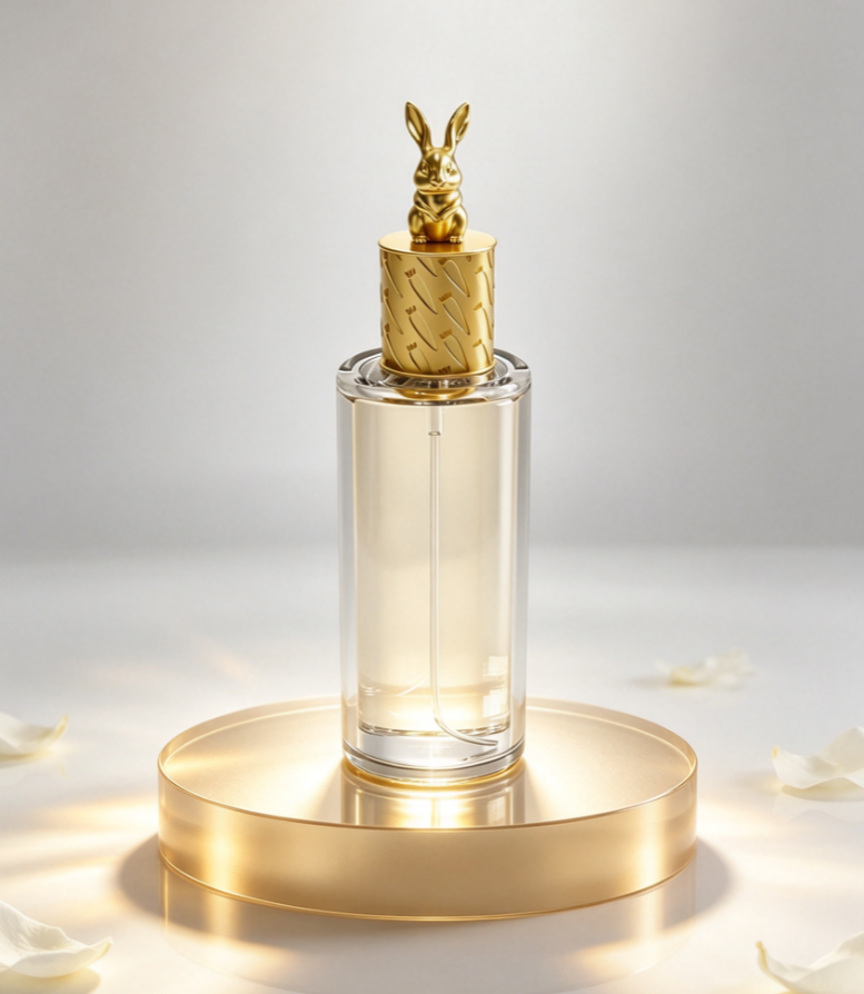 Luxury Rabbit Zinc Alloy Lid Refillable Empty Glass Perfume Bottle