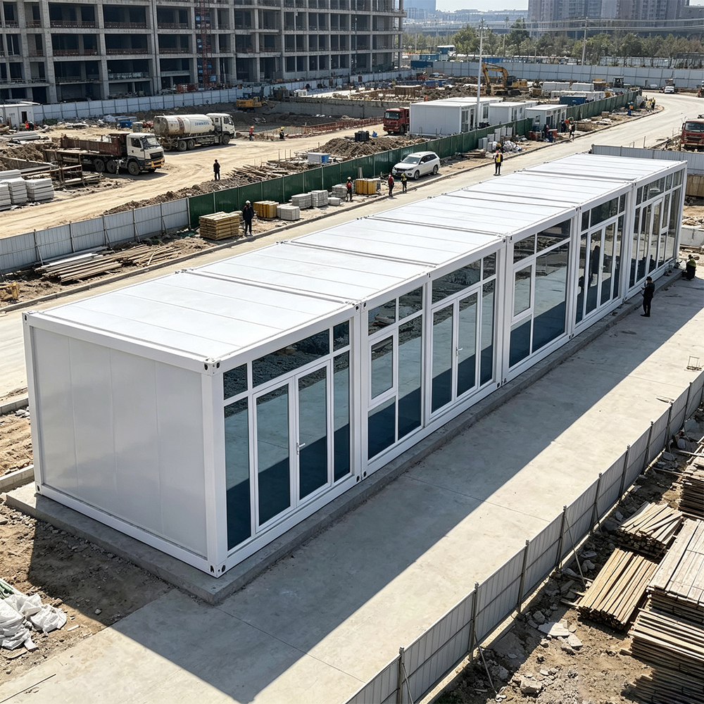 Outdoor Camping Resort Glass Wall Packing Box House With Thermal Insulation and Easy Relocation for Scenic Area Visitor Center