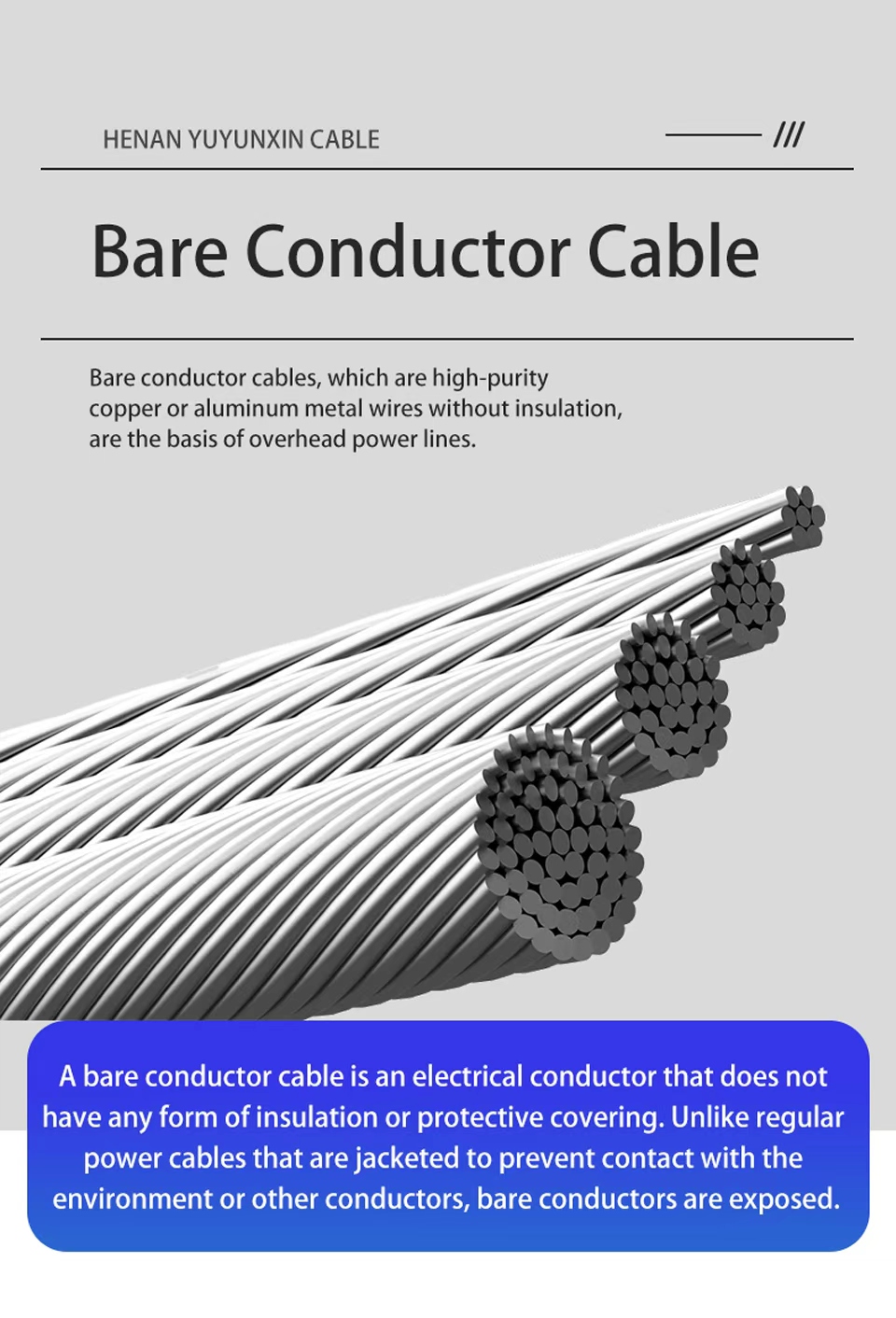ACSR Bare Conductor for Overhead Power Transmission with IEC 61089 Standard, 10-1000mm2 Size Range, and -40°C to 90°C Operating Temperature