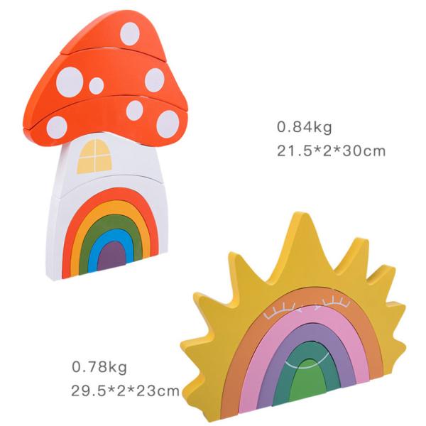 Игрушки Montessori не токсического штабелеукладчика радуги 22cm деревянные творческие деревянные