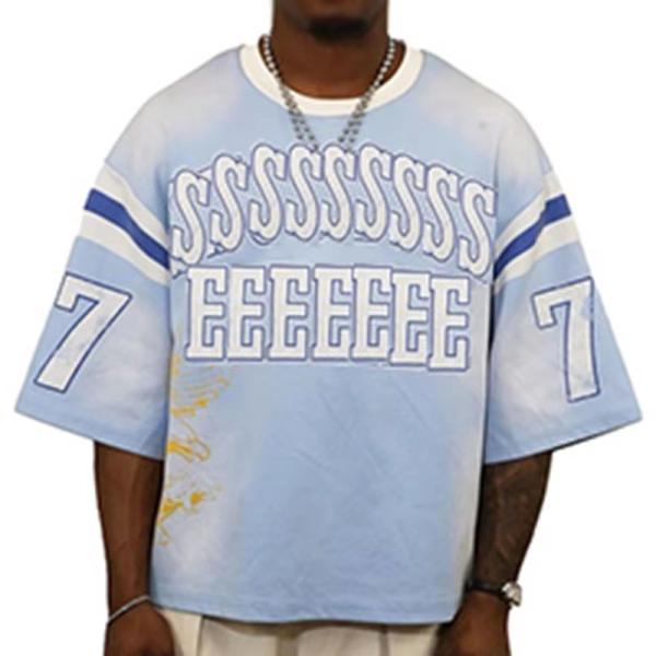 Fabricante de ropa OEM Jersey personalizado estilo Hip Hop impresión de gran tamaño camisetas con bolsas de deporte ropa pesada camiseta de caja para hombres