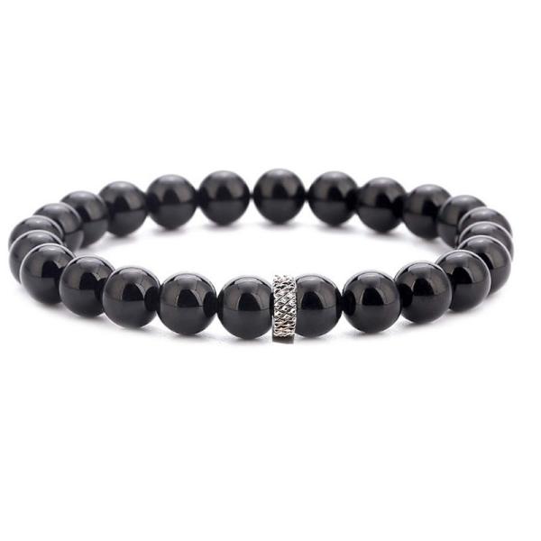 Mens Red Tiger Eye Bracelet Real Lava Natural Bead Bracelets 7.68 Inch