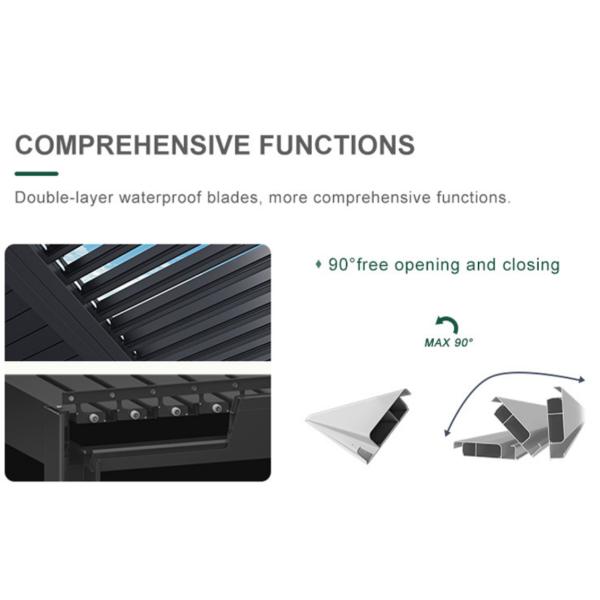 Adjustable Waterproof Louvered Pergola 13.5m Outdoor Gazebo With Retractable Roof