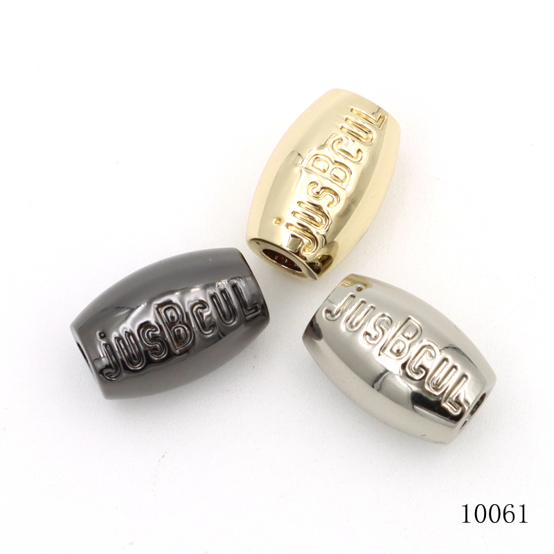 Light Gold And Nickle Plated Zinc Alloy Metal Rugby Shape Beads With Engraving Logo for Bracelet