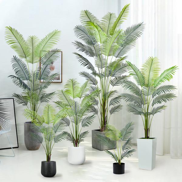 Artificial Palm Tree  wholesale​ Realistic Fiber Trunks Faux Tropical Areca Floor Plant for Indoor Home and Office Decor