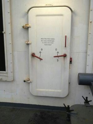Portas da água/porta acesso marinhas apertadas do navio com o punho de janela redondo rapidamente aberto