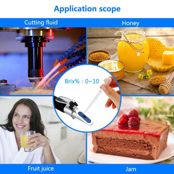 Handheld Brix Refractometer with 0-10% Brix Range and Automatic Temperature Compensation for Sugar Testing