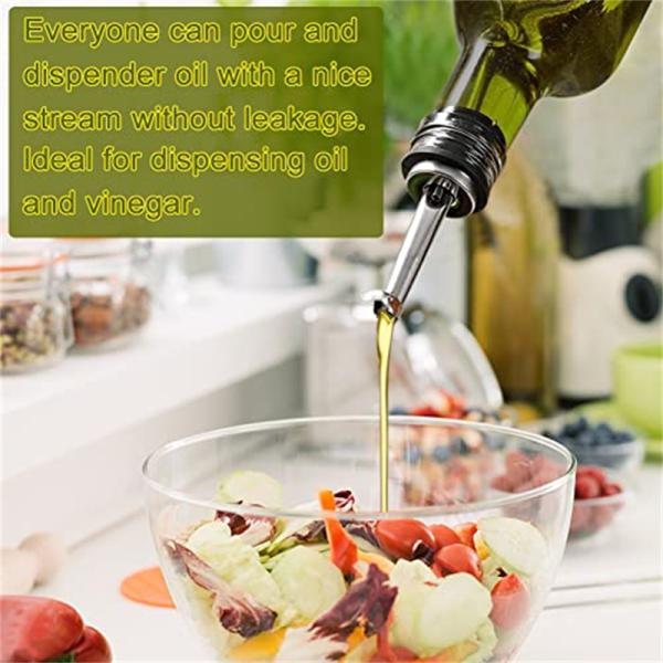 Glass Dark Green Kitchen Oil Bottle With Stainless Steel Spout Funnel Square 500ml 2pcs