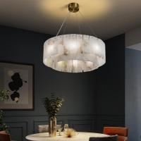 Tout le cuivre léger luxe marbre naturel créatif nouveau modèle chinois salon salle à manger lustre circulaire