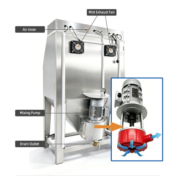 Wet Blasting Cabinet Water Circulation Dustless Sand Blaster vapor Blasting for Mold Rust Carbon Cleaning Slurry Blaster
