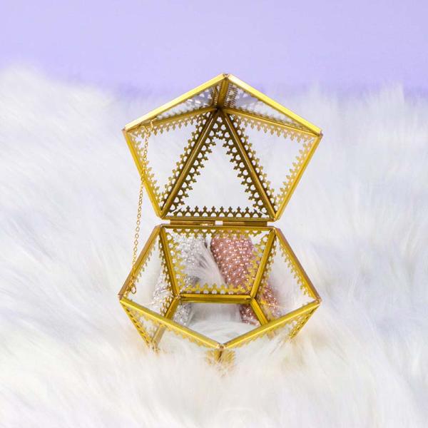 Five side Clamshell Copper Edge Glass artifact Jewelry cosmetics gift package Storage box Yiwu wholesale