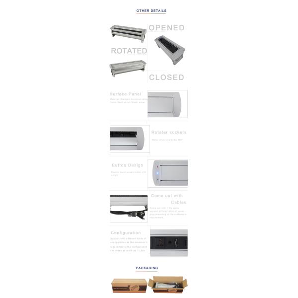 Sliver color smart furniture hidden desktop power socket box
