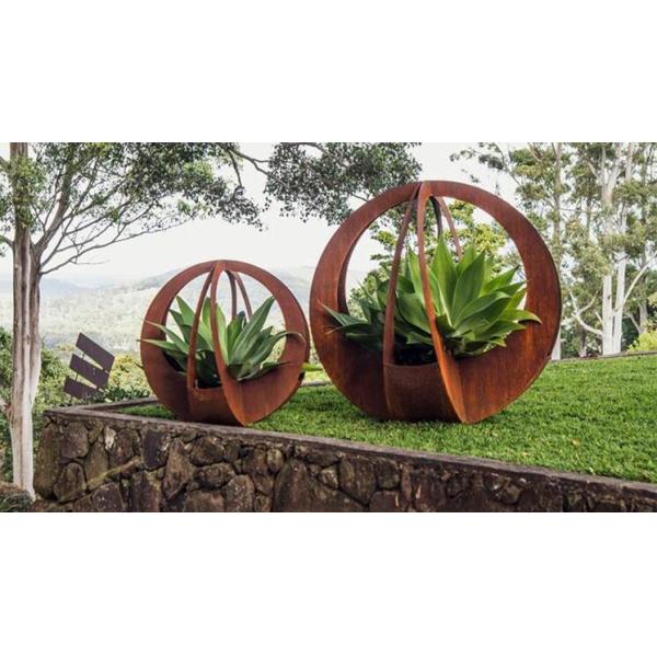 Декоративные большие плантаторы цветка шарика лезвия металла Corten для ландшафта сада