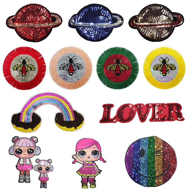 Eagle Pattern Sequin Embroidered PU Fabric Badges Iron-On Style Motorcycle Patches and Clothes Back Embroidery