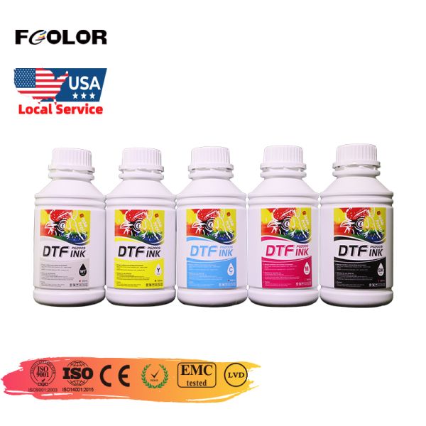 FCOLOR Manufacturer 500ML High Quality Heat Transfer White Tinta DTF for Epson XP600 I3200 4720 L1800 L8050 Dtf Printer Ink