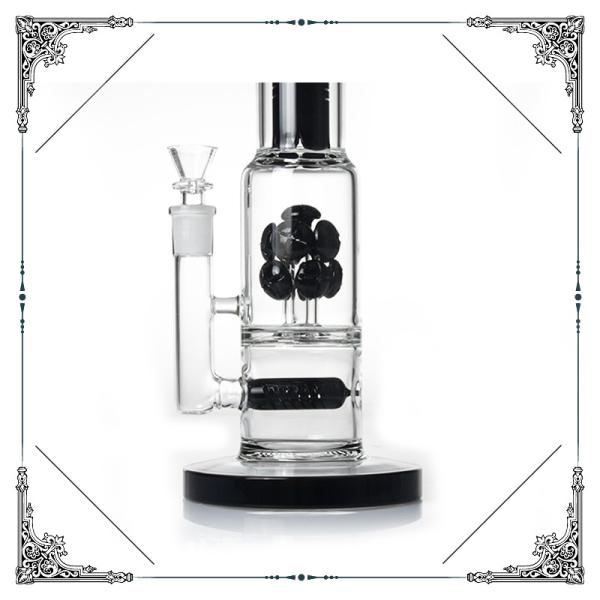 Grace Straight Tube Glass Smoking Water Pipe With Black Inline Perc Bongs 13‘’