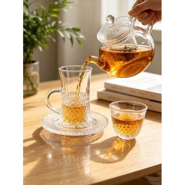 Set of 12pcs Turkish Cups 12pcs Saucers 12pcs Cawa Cups Designed for Turkish Style Tea Drinking Elegant Shape