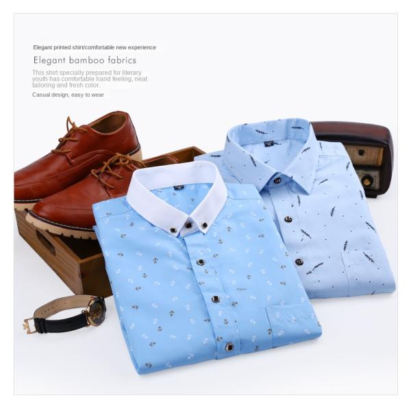 Men's Slim Plaid Printed Long-Sleeved Shirt 100% Polyester Fabric Type and Zipper Closure