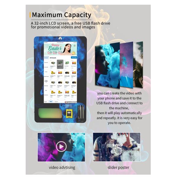Automatic Mini Vending Machine 32 Inch Digital Screen Age Verification Vending Machine With Id Card Reader