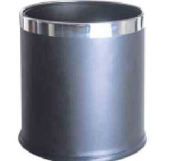 Dark Grey Hotel Room Dustbin φ225*H270mm Double Layers Leather