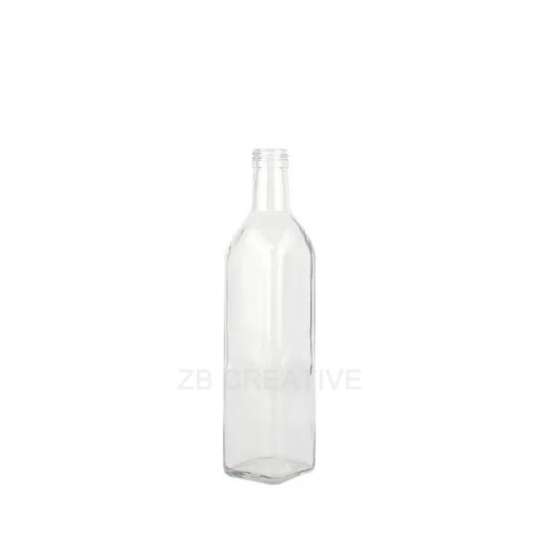 Antique Green Flint Marasca Glass Square Bottle 500ml Screw Cap Olive Oil 390g 6420S