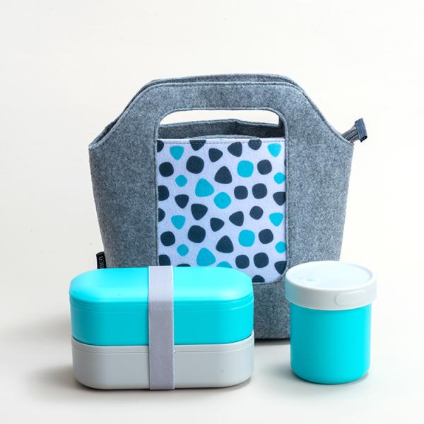Kid Friendly Eco Plastic BPA Free Lunch Box with Cutlery in 2 Layer Storage Container