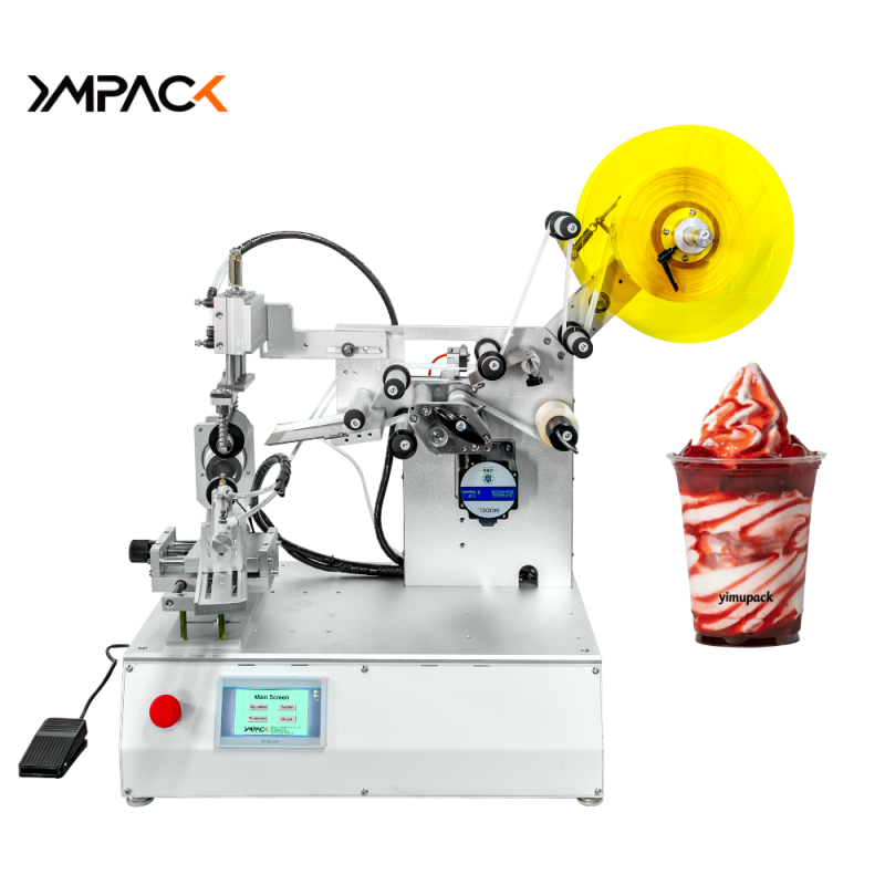 PLC HMI Compact Semi Automatic Labeling Machine For Sticker Printing
