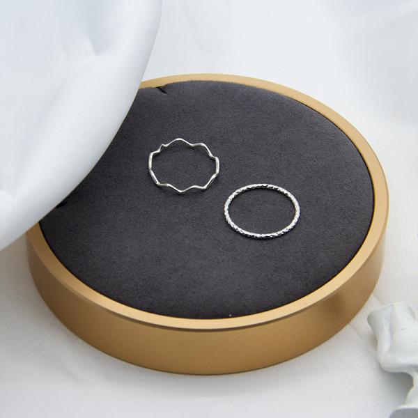 Round Hoop Fashion Jewelry Rings 15 - 18mm Clear Diamond Gold Alloy