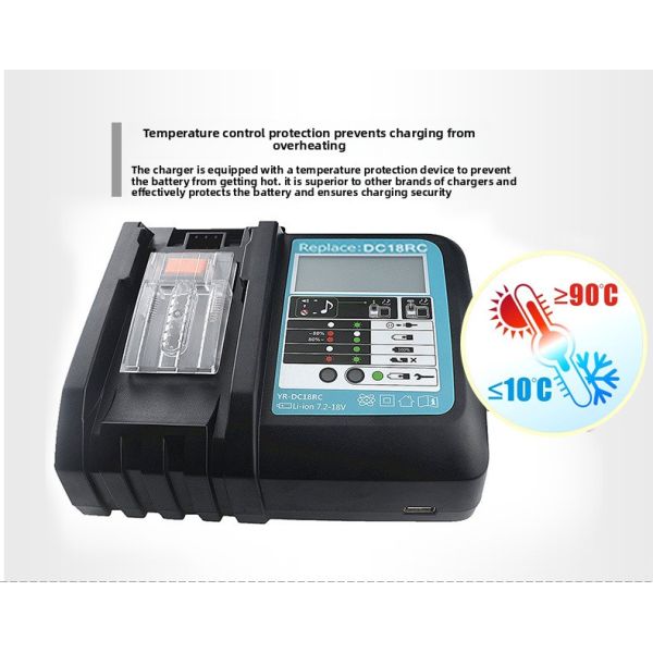 Fast Charger Compatible with Makit 14.4V 18V LXT Li-ion Batteries Replacement DC18RC Power Tool Battery Charger