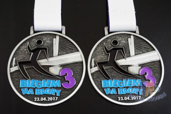 Running Marathon Riding Sports Metal Zinc Alloy Metal Award Medals Both 3D Side With Sublimated Ribbon