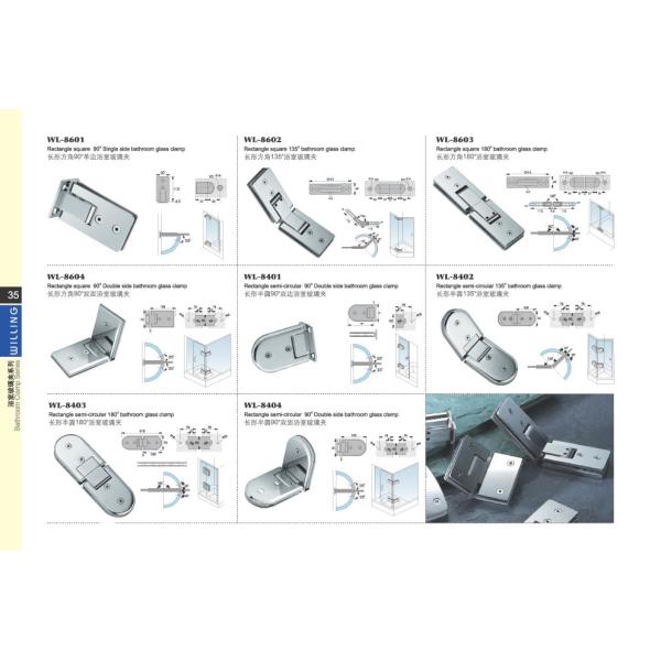 WL-8103 High Quality Solid Brass Glass Shower Door Hinge / Glass Bracket / Glass Clamp 180 degree bevel circinate