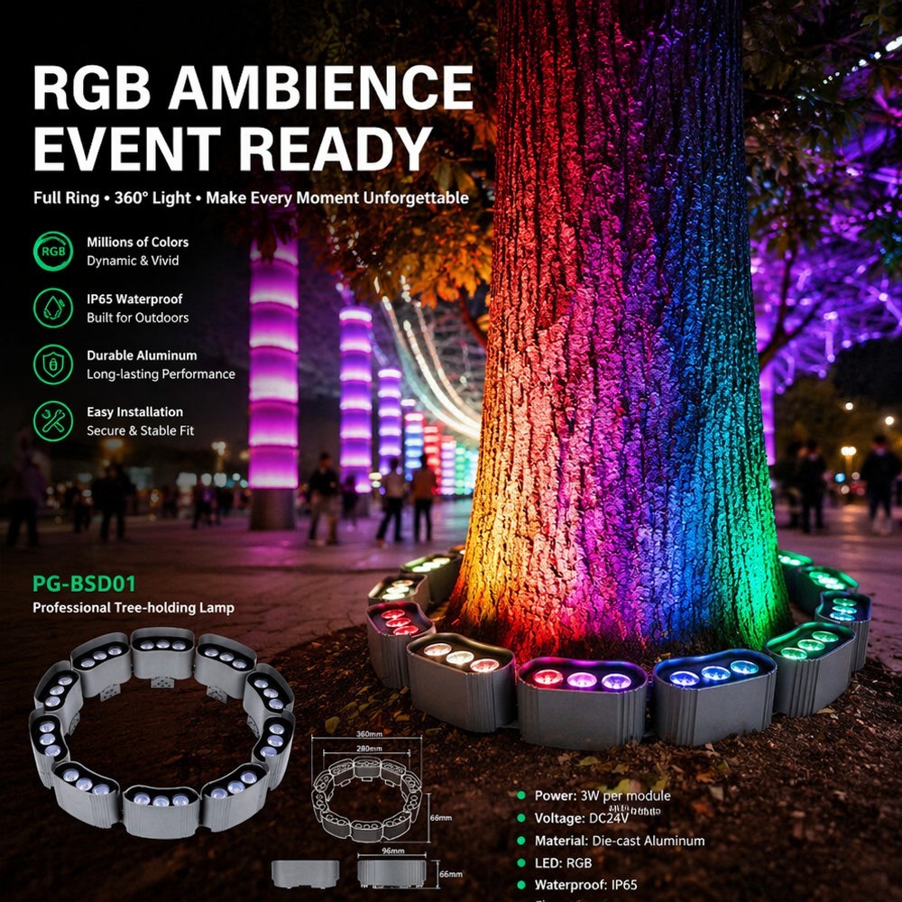 Modular Link Chain LED Tree Wrap Light Adjustable Length RGB RGBW Landscape Trunk Lamp