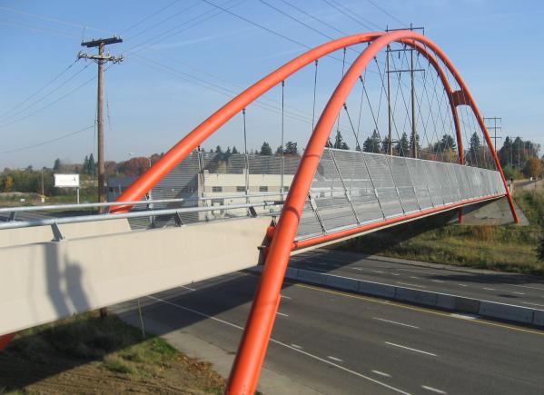 Precast Painted Steel Structural Bridge Q355 Tied Arch Crossing Pedestrian