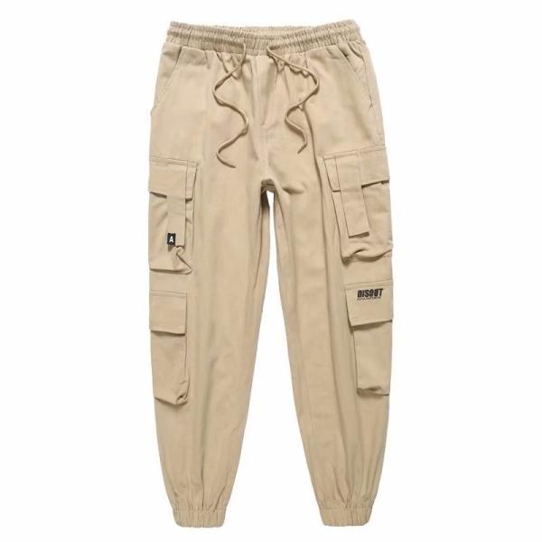 XMAMLON Custom Logo Men's Cargo Pants with Drawstring Waist and Polyester/Cotton Fabric