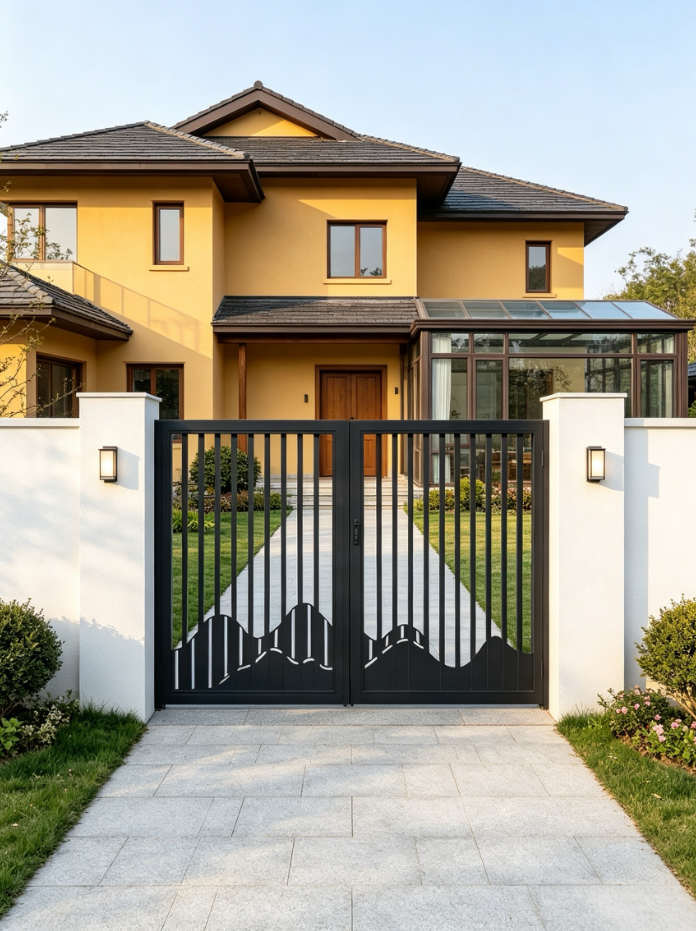 Modern T6-T5 Aviation-grade Aluminum Alloy Custom Size Electric Control Courtyard Gate for Villa Gardens