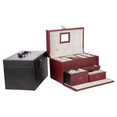 Camada Ring Display Case da prova três da poeira, caixa de joia de couro luxuosa da forma