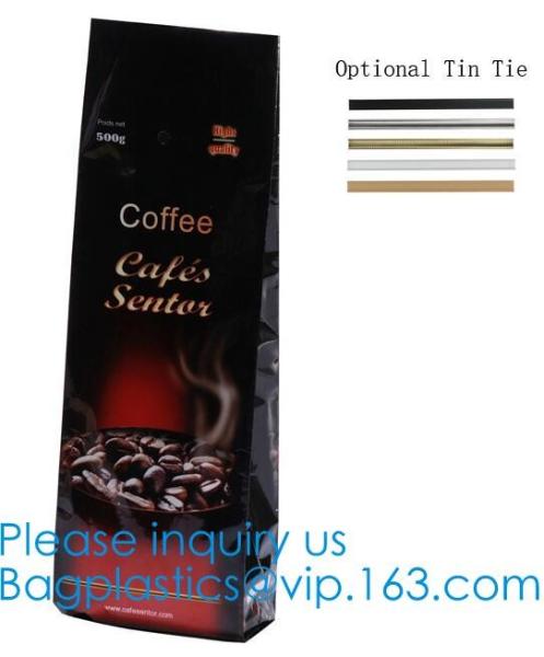 BRC Standard Qual Seal Kraft Paper Bags With Tin Tie Coffee Bags Plastic Valve,Customzed Side-Gusset Valve Tintie Plasti