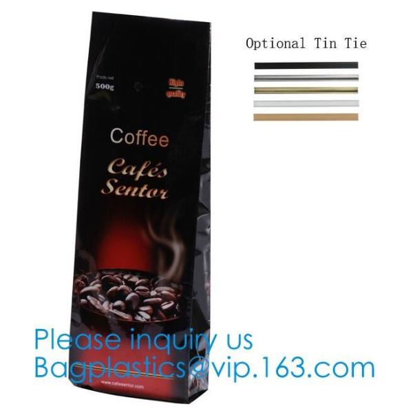 BRC Standard Qual Seal Kraft Paper Bags With Tin Tie Coffee Bags Plastic Valve,Customzed Side-Gusset Valve Tintie Plasti