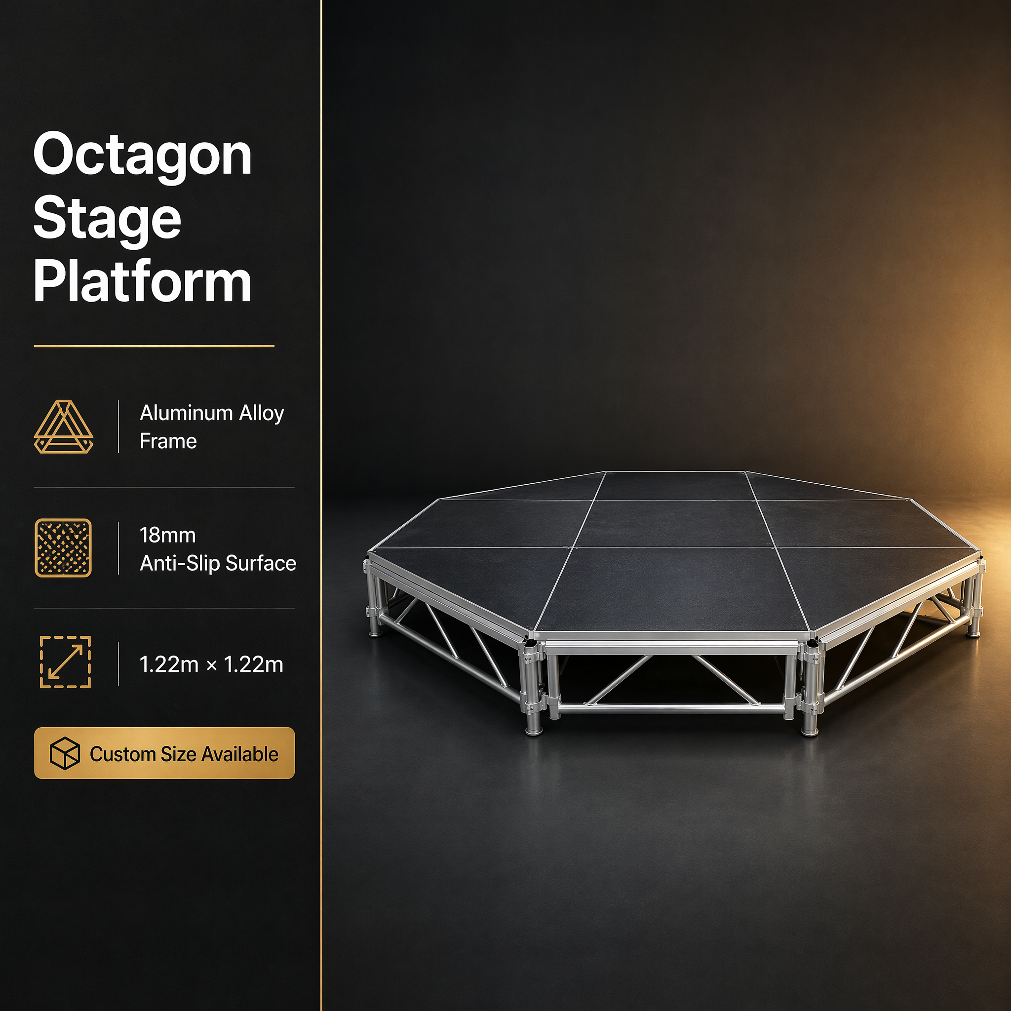 Portable Aluminum Stage Platform with Modular Interlocking Design for Easy Assembly at Events