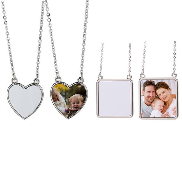 Personalized Photo Necklace DIY Unisex Sublimation Square Shape Pendant Necklace