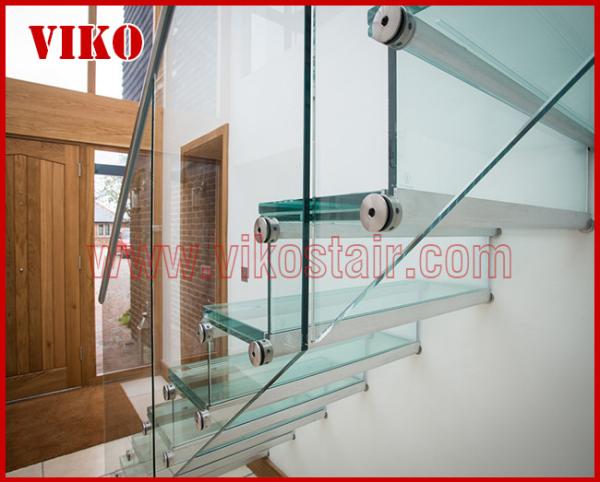 Floating Staircase VK39S Floating Stair Tempered GlassLED Light strip, Stringer: 5mm+5mm(Thickness), Dia 6mm Steel Cable
