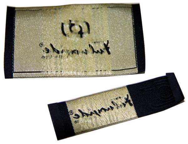 Black Personalized size Clothing Labels gold logo high class Fabric Backing