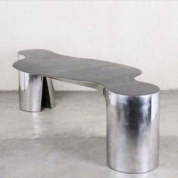 Custom Geometric Water Wave Stainless Steel Bar Art Furniture