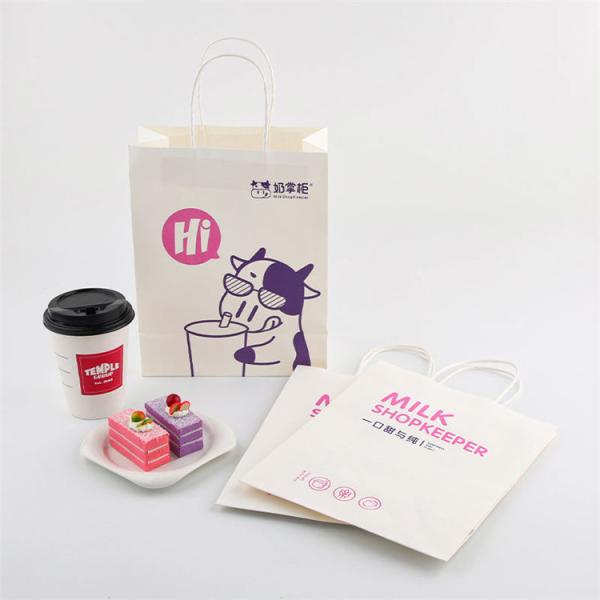 BSCI Custom Logo Takeaway Paper Bags For Baking Milk Tea Coffee Packaging
