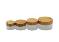 Frascos cosméticos de vidro luxuosos de bambu naturais do creme 30g