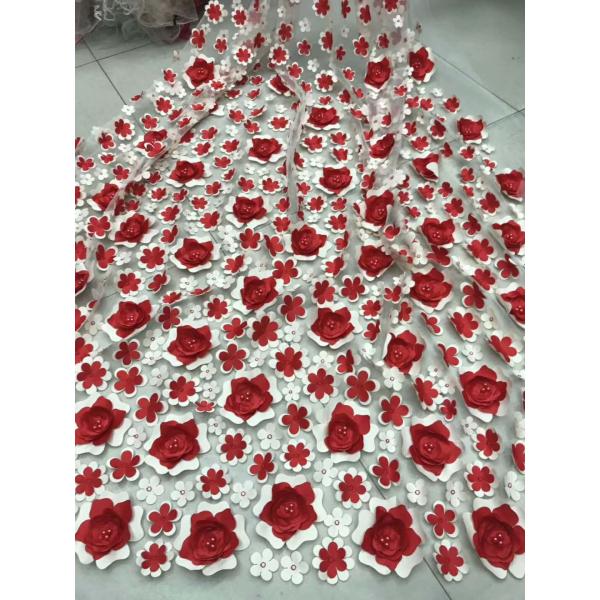 3Д вышило отбортованной цветком моде ткани шнурка мантии свадьбы противостатической