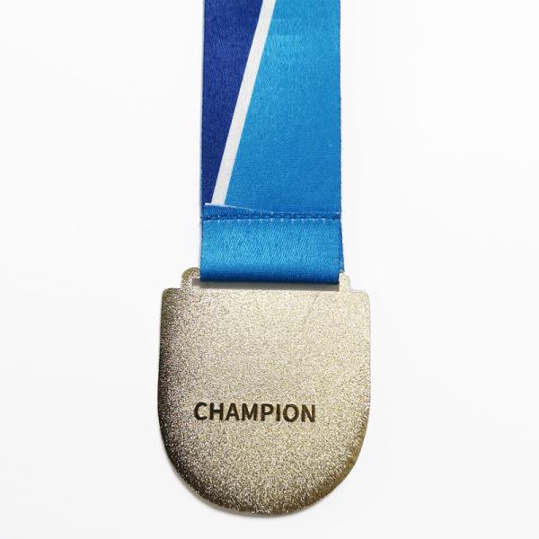 Die Cast Gold Finish Metal Football Medals With Ribbon Embossed Back Texts