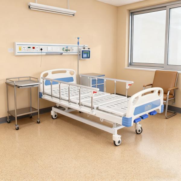 Manual Adjustable Patient Bed With Detachable Head/Footboards & Quiet Casters With Brakes
