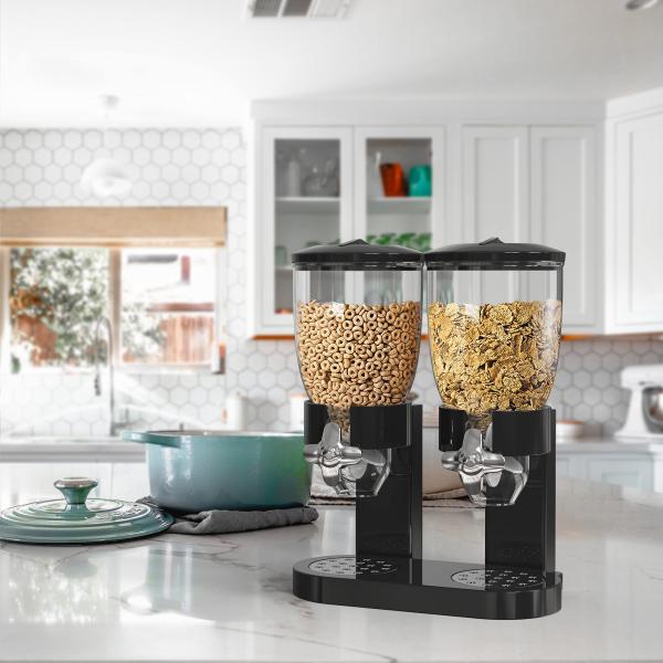 Double-ended Upright Plastic Food Jars 2L Double Cup Cereal Dispenser Dry Food Dispenser